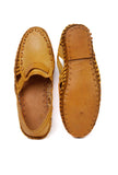 Beige Tan Pure Leather Loafers- For Men