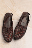 Burgundy Brown Braided  Pure Leather Kolhapuri Sandals- For Men