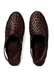 Burgundy Brown Braided  Pure Leather Kolhapuri Sandals- For Men