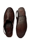 Burgundy Brown Braided  Pure Leather Kolhapuri Sandals- For Men