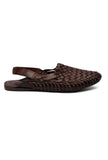 Burgundy Brown Braided  Pure Leather Kolhapuri Sandals- For Men
