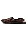 Burgundy Brown Braided  Pure Leather Kolhapuri Sandals- For Men