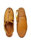 Fawn Brown Braided Pure Leather Kolhapuri Sandals- For Men