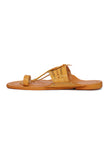Samaksh Beige Pure Leather Kolhapuri Flats- For Men