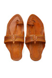 Adit Beige Pure Leather Kolhapuri Flats- For Men