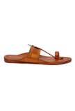 Adit Beige Pure Leather Kolhapuri Flats- For Men