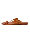 Adit Beige Pure Leather Kolhapuri Flats- For Men