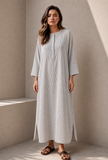 Monochrome Muse Striped Cotton Maxi Shirt Dress
