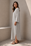 Monochrome Muse Striped Cotton Maxi Shirt Dress