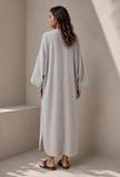 Monochrome Muse Striped Cotton Maxi Shirt Dress