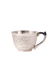 Set Of 2: Brass Silver Finish Hand Carved Cup - Saucer