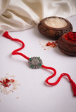 Floral Green Stone Handcrafted Rakhi
