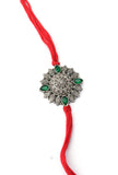 Floral Green Stone Handcrafted Rakhi