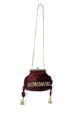 Plum Wine Velvet Sling Potli Bag