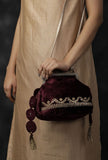 Plum Wine Velvet Sling Potli Bag