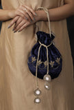 Royal Blue Velvet Potli Bag