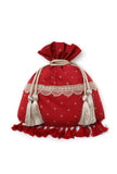 Sneh Crimson Red Block Print Cotton Potli Bag