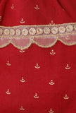 Sneh Crimson Red Block Print Cotton Potli Bag