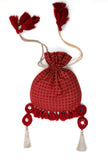 Scarlet Red Block Print Cotton Potli Bag