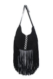 Onyx Black Suede Crossbody Bag