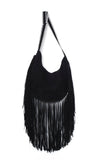 Onyx Black Suede Crossbody Bag
