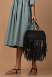 Charcoal Black Frill Crossbody Bag