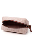 Frost White Sleek Rafia Weave Pouch Bag