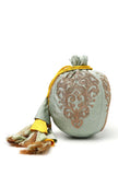 Sea Green Dupion Silk Potli with Yellow Strings