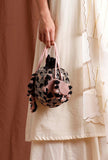 Black Dupion Silk Potli with Pink Strings