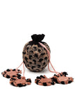 Black Dupion Silk Potli with Pink Strings