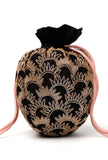 Black Dupion Silk Potli with Pink Strings