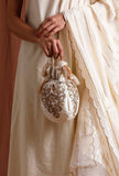 White Dupion Silk Potli with Gold Strings
