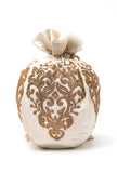 White Dupion Silk Potli with Gold Strings