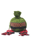 Green Cotton Mirror Tassels Potli