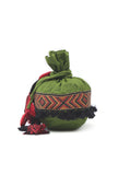 Green Cotton Mirror Tassels Potli