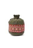 Mehandi Green Cotton Mirror Tassells Potli
