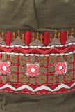 Mehandi Green Cotton Mirror Tassells Potli