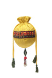 Tuscan Yellow Cotton Mirror Tassels Potli