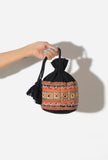 Pebble Black Cotton Mirror Tassels Potli