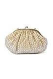 White and Golden Embellished Clutch Bag