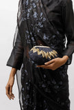 Prussian Black Embellished Clutch Bag