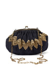 Prussian Black Embellished Clutch Bag