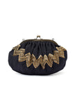 Prussian Black Embellished Clutch Bag