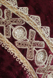 Dark Maroon Velvet Tila Embroidery Potli