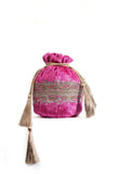 Rose Pink Velvet Tila Embroidery Potli
