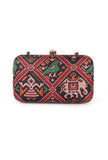 Tia Black & Multi Patola Print Rectangular Box Clutch