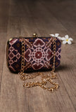 Aza Purple & Multi Patola Print Rectangular Box Clutch