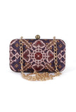 Aza Purple & Multi Patola Print Rectangular Box Clutch