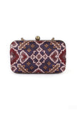 Aza Purple & Multi Patola Print Rectangular Box Clutch