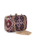 Aza Purple & Multi Patola Print Rectangular Box Clutch